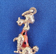 Original 14K GOLD Dog Pendant Exotic Rare Poodle Enamel Vest k9 Charm Medallion