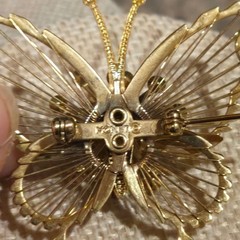 Vintage Monet butterfly brooch intricate wired wings and sparkling rhinestones