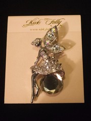Kirks Folly Silver Fairy Brooch Crystal Wings