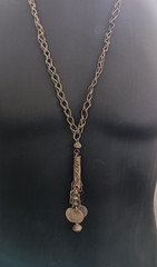 Vintage Tribal Ottoman Coin Necklace Ethnic Boho Statement Lariat Long Fringe