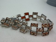 Vintage Bracelet Buckle Rhinestone Wide Lightweight 7 Inches