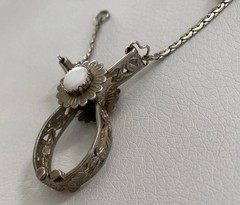 Vintage Cowboy Western Silver Goldtone Ladies Glove Clip Dangle Tie CLIP