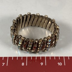 Vintage Goldtone 5 Row Aurora Borealis Rhinestone Bracelet Cuff Expandable
