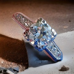 Original EARTH MINED DIAMOND Deco Engagement RING Vintage PLATINUM Solitaire 1 C