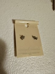 New Vintage Silver Heart Turquoise Stud Western Earrings Made in USA