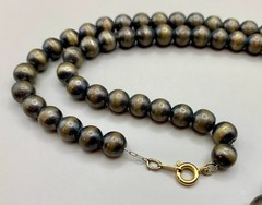 Vintage Graduated Ball Bead Necklace Antique Brass Tone 26″ Chain Strung