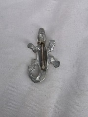 Maurice Milleur Brooch Pin Silver Tone Signed Alligator