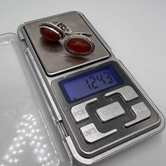 Vintage Men’s Jewelry Cufflinks USSR Silver 875 Natural Baltic Amber Marked