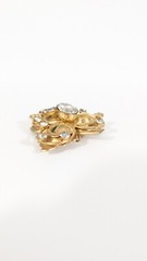 Vintage Ivy Leaf Rhinestone Gold Toned Brooch Pin