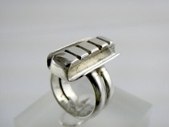 Vintage Storck Signed Artisan Sterling Silver Bar Top Ring 925 14.6g Size 5.5