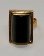Lanvin Paris Gold Tone and Black Geometric Adjustable Cocktail Ring Size 8 RARE
