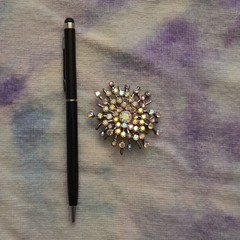 1950s A/B Rhinestone Brooch w Pendant Loop Atomic Snowflake Star Burst Sunburst
