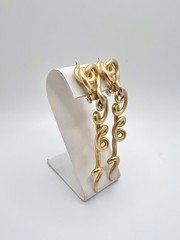 Vintage GIVENCHY Paris New York 80s Matte Gold Tone Abstract Swirl Clip Earrings