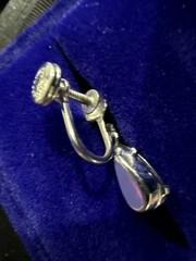 Vintage SORRENTO STERLING SILVER Teardrop Hematite Screw Back Drop Earrings