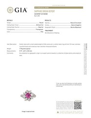 Vintage Platinum Cocktail Ring 1.77CT. Natural Round Cut Pink Sapphire GIA Cert