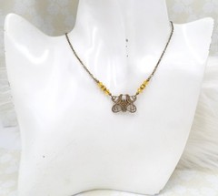 Small Art Nouveau Lovebird Necklace, Handmade Antique Brass Handmade Jewelry