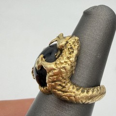 Vtg Estate 14k Yellow Gold Serpent Ring Alligator Dragon Diamond Eye 10.89gr
