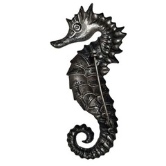 Vintage Seahorse Brooch Pin Silver Tone Metal Marine Jewelry 2.5 Inches