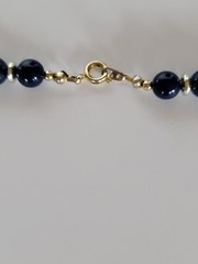 Vintage Navy Blue & Gold Tone Graduated Beaded Necklace
