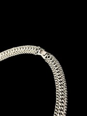 Infinity Link Curb Basketweave Chain Collar Necklace Silver Tone Metal