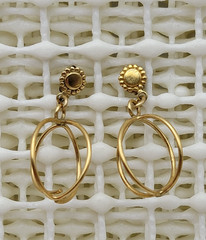 Vintage P&B 14K Yellow Gold Filled Dangle Earrings Circle Cage Open Work 17mm