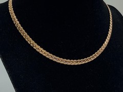 Icing vintage necklace gold tone herringbone choker adjustable chain 15 inch