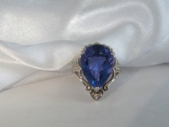 Vintage Sterling Silver 925 Large 10ct Natural Heated London Blue Topaz Ring 6