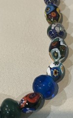 Italian Milifiore Oval Multicolored, Cloisonné & Carved Animals Bead Necklace