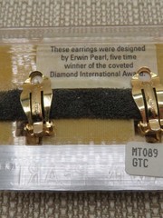 Vintage Erwin Pearl Gold Brushed Chain Link Clip On Earrings On Card