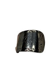Antique Sterling Silver Spoon Ring Monogram Engraved Wide Band Heirloom Jewelry