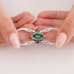 Turkish Reversible Marquise Cut Emerald Sapphire 925 Sterling Silver Ring