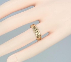 Fine Antique Victorian Solid 18K Gold Braided Rope Twist Eternity Band Ring 6.25