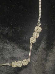 Silver Tone Rhinestone Station Necklace – Long Chain – Elegant Vintage Style