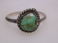 VINTAGE OLD PAWN STERLING SILVER & TURQUOISE RING! SZ 6