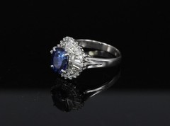 Fine 2.37ct GIA Madagascar Sapphire & 0.54ct Diamond Platinum Ring Size 6.75