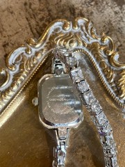 Vtg. HMI Ladies 18mm Silver Toned Crystal Tennis Bracelet 8” Works