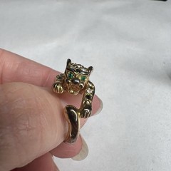 Vintage Leopard Panther Cat Rhinestone Ring Size Size 5.5