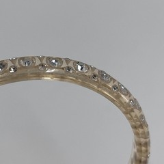 Vintage Clear Lucite Bangle Bracelet Rhinestone Inset Beveled Edge