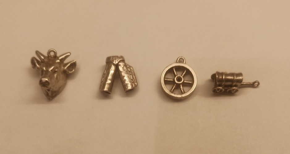 3 Western Sterling Silver Charms – Bull head / Chaps / Wheel / Wagon