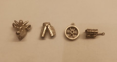 3 Western Sterling Silver Charms – Bull head / Chaps / Wheel / Wagon