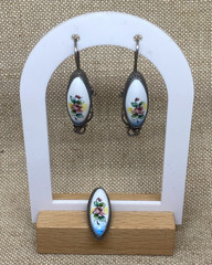 Vintage porcelain service, “Rostov finift” USSR. Hand-painted FLOWERS, Enamel.