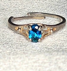 Vintage Sterling Silver London Blue Topaz Adjustable Ring Collectible Unique