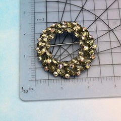 Vtg Smoky Gray Marquise Rhinestone AB Layered Wreath Silver Plated Pin Brooch