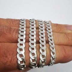 Vintage Unique Fine Flat Curb Link Chain Necklace Long Solid 925 Sterling Men