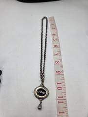 Vintage MAC Cosmetics Logo Pendant Necklace – Pewter Tone Chain–Y2K Collectible