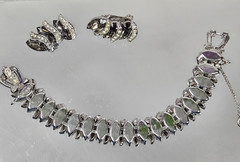 Vintage Weiss Smoky Crystal Rhinstone “Black Diamond” Bracelet & Earrings Set
