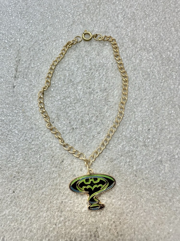 VTG 1994 Dc Comics BATMAN Forever Golden Charm Bracelet 7.5”