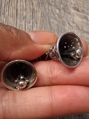 Vintage Sterling Silver Ringing Bell Pendants/ Charms X2