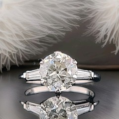 Vintage Platinum Engagement Ring 2.40CT.Lab Grown Old Euro Round Cut Diamond