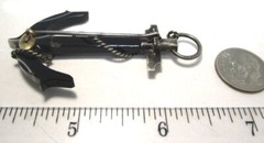 Victorian Silver and Banded Agate Anchor Pin 5.50 grams